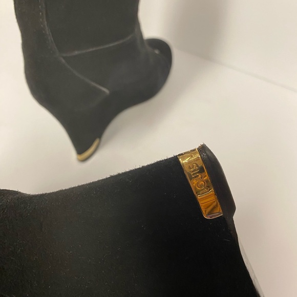 Louis Vuitton suede wedge boots heels black 36.5 - Picture 6 of 10